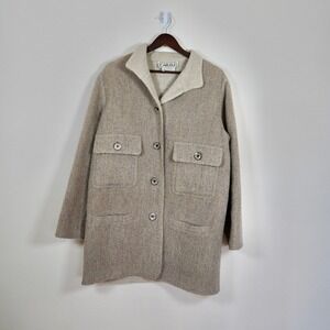 Vintage CARLISLE Women's Wool/Alpaca Blend Button Front Pocket Coat - Size 10